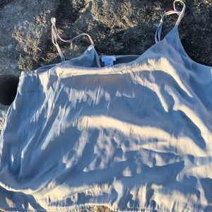 Sleeveless Crop Top Casual Spaghetti Strap Color: Silver